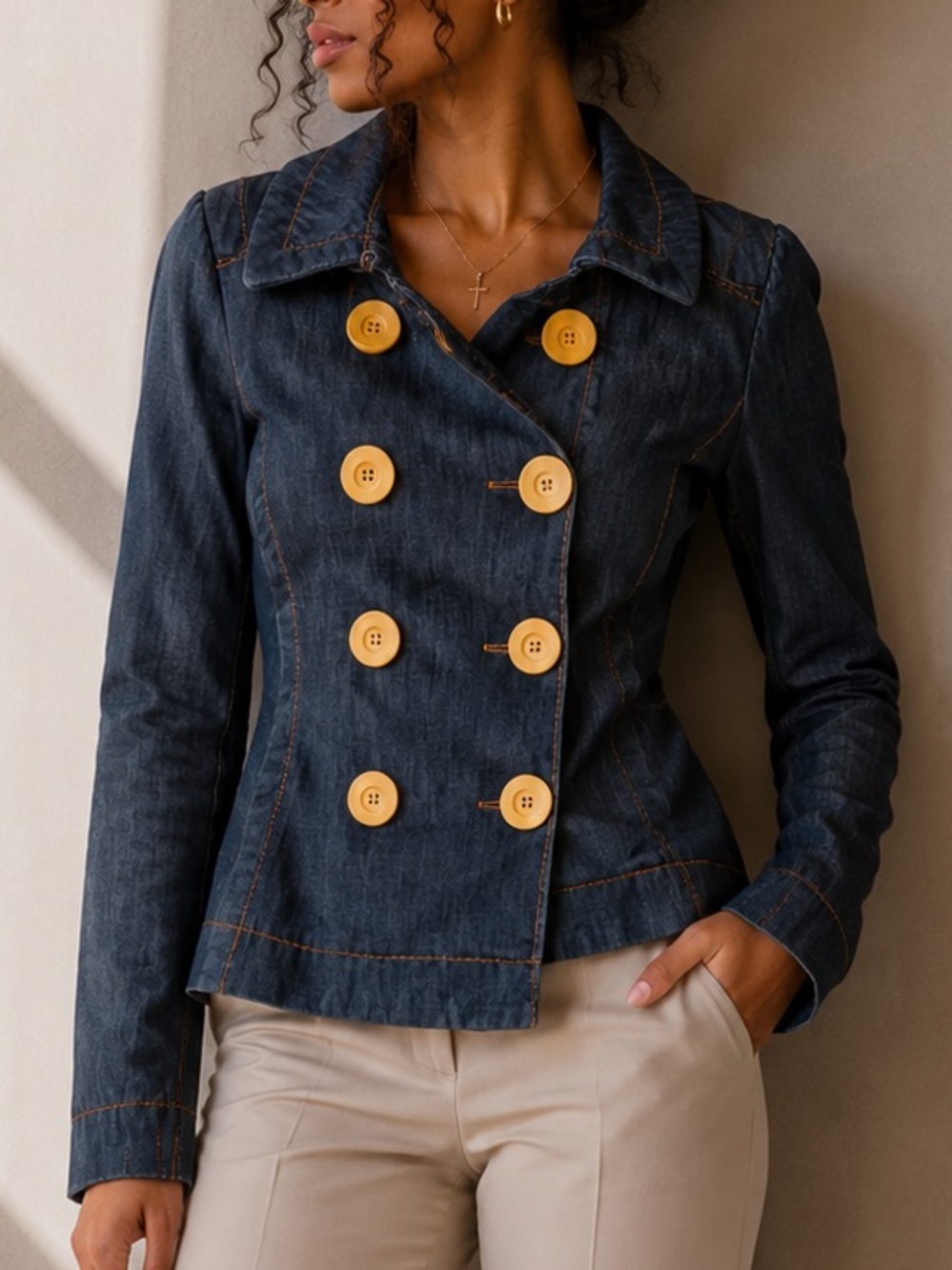 Marc Jacob’s Peacoat Denim Jacket w/ Striped Lining